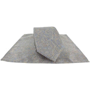 Michelsons of London Complex Paisley Polyester Tie and Pocket Square Set - Taupe