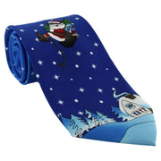 Michelsons of London Flying Santa Claus Polyester Tie - Blue