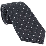 Michelsons of London Herringbone Spot Silk Tie - Grey