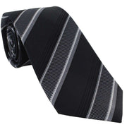 Michelsons of London Large Textured Block Stripe Silk Tie - Black