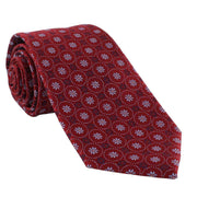 Michelsons of London Medallion Floral Polyester Tie - Light Blue/Red