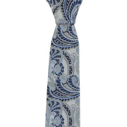 Michelsons of London Ornamental Paisley Polyester Tie and Pocket Square Set - Grey/Blue