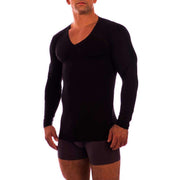 Obviously Essence Deep V-Neck Long Sleeve Undershirt - Black