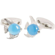 Simon Carter Darwin Angel Fish Cufflinks - Silver/Blue