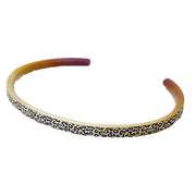 Ti2 Titanium Leopard Print Slim Torc Bangle - Silver/Brown