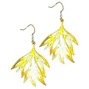 Ti2 Titanium Multi Leaf Drop Earrings - Yellow