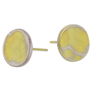 Ti2 Titanium Planished 9mm Stud Earrings - Lemon Yellow